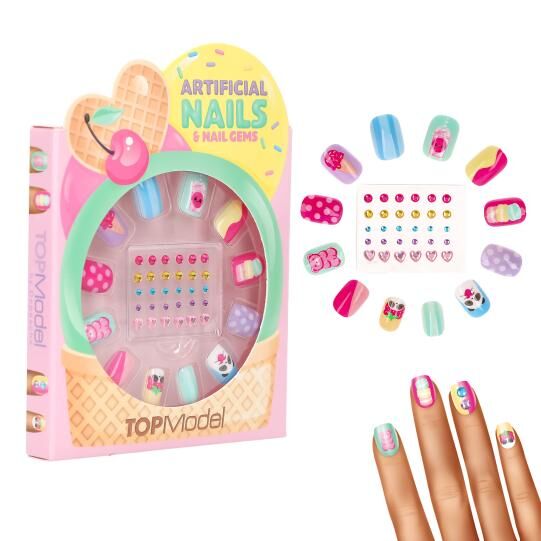 Topmodel Set De Uñas Postizas Y Piedras Candy Glam