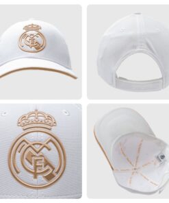Gorra Real Madrid Adulto Blanca,  Escudo Relieve Dorado