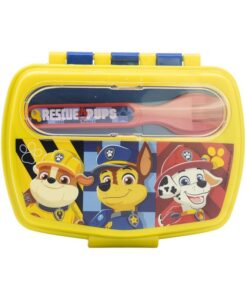 Sandwichera Rectangular Con Cubiertos Paw Patrol Boy Rescue Pups