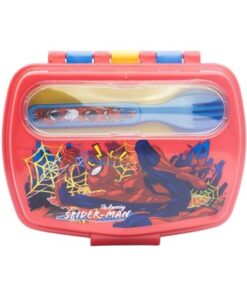 Sandwichera Rectangular Con Cubiertos Spiderman Moving Target