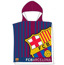 Poncho Playa Micro F.c.barcelona Gorro Burdeos