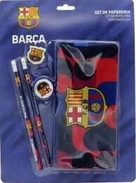 Set De Papelería Con Portatodo Triple Del Fc Barcelona